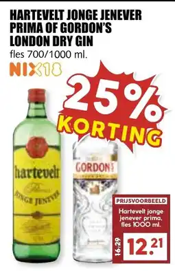 De Boerenschuur Hartevelt jonge jenever prima of gordon's london dry gin aanbieding