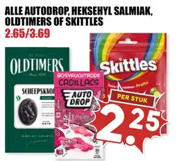 De Boerenschuur alle autodrop, heksehyl salmiak, oldtimers of skittles aanbieding