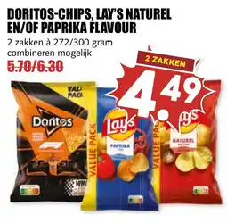 De Boerenschuur Doritos-chips, Lay's naturel en/of paprika flavour aanbieding