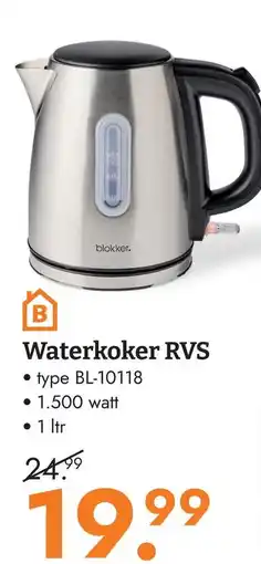 Blokker blokker waterkoker rvs aanbieding