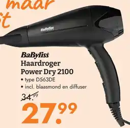 Blokker BabyLiss Haardroger Power Dry 2100 aanbieding