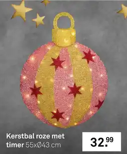 Karwei Kerstbal roze met timer aanbieding