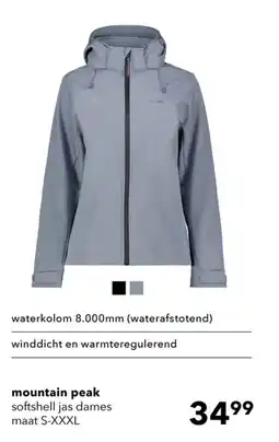 Scapino mountain peak softshell jas dames aanbieding