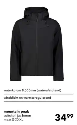 Scapino mountain peak softshell jas heren aanbieding