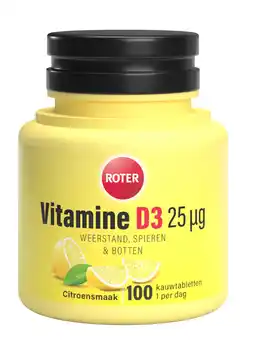 De Online Drogist Roter Vitamine D3 25µg Citroensmaak Kauwtabletten aanbieding