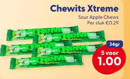 Die Grenze Chewits Xtreme Sour Apple Chews aanbieding