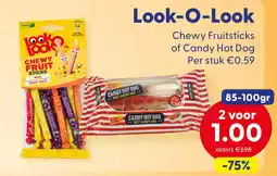 Die Grenze Look-O-Look Chewy Fruitsticks of Candy Hot Dog aanbieding
