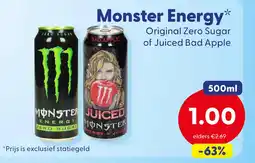 Die Grenze Monster Energy Original Zero Sugar of Juiced Bad Apple aanbieding