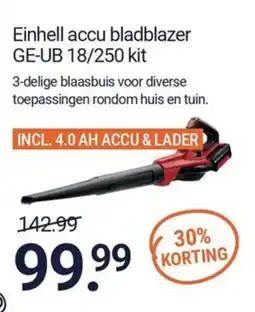 Inter Chalet Einhell accu bladblazer GE-UB 18/250 kit aanbieding