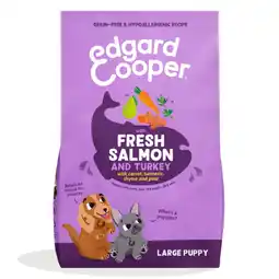 Pets Place Edgard&Cooper Fresh Salmon and Turkey Large Puppy - Hondenbrokken - 12 kg aanbieding