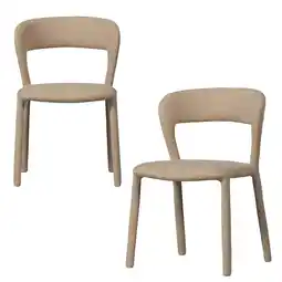 Wehkamp WOOOD Noble Eetkamerstoelen - Polyester - Zand - Set van 2 aanbieding