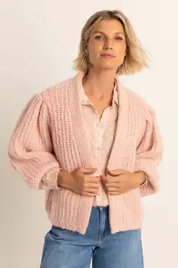 Wehkamp Expresso vest met wol lichtroze grof gebreid aanbieding