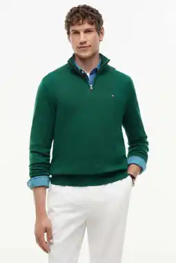 Wehkamp Tommy Hilfiger gebreide trui met kasjmier - groen aanbieding