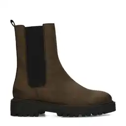 Wehkamp Manfield nubuck enkellaarzen donkergroen aanbieding