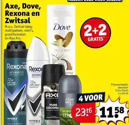 Kruidvat Axe, Dove, Rexona en Zwitsal aanbieding