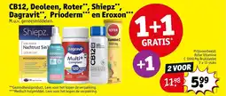 Kruidvat CB12, Deoleen, Roter, Shiepz, Dagravit, Prioderm en Eroxon aanbieding
