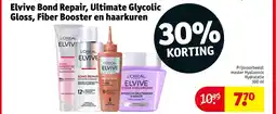 Kruidvat Elvive Bond Repair, Ultimate Glycolic Gloss, Fiber Booster en haarkuren aanbieding