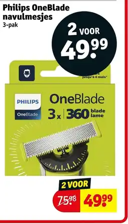 Kruidvat Philips OneBlade navulmesjes aanbieding