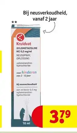 Kruidvat Kruidvat Xylometazoline HCl 0,5 mg/ml Neusspray aanbieding
