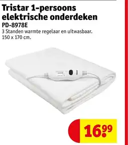 Kruidvat Tristar 1-persoons elektrische onderdeken aanbieding