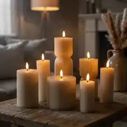 Action Ribbel ledkaarsen - set van 7 - crème aanbieding