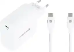 Coolblue BlueBuilt 100W GaN Usb C Oplader Wit + Usb C Kabel 240W 2m Nylon Wit aanbieding