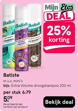 Etos Batiste Extra Volume droogshampoo 200 ml aanbieding