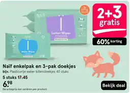 Etos Naïf enkelpak en 3-pak doekjes aanbieding