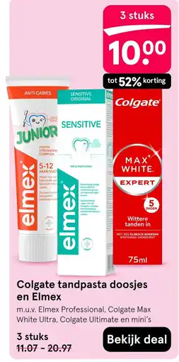 Etos Colgate tandpasta doosjes en Elmex aanbieding