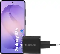 Coolblue Samsung Galaxy S26 256GB Donkerblauw 5G + BlueBuilt Oplader 45 Watt Zwart aanbieding