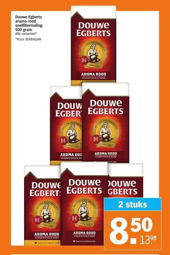 Albert Heijn Douwe Egberts Aroma Rood Snelfiltermaling 500 Gram aanbieding