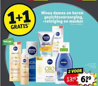 Kruidvat Nivea dames en heren gezingchtsverzorging, -reiniging en masker aanbieding