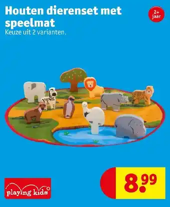 Kruidvat Houten dierenset met speelmat aanbieding