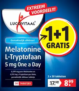 Lucovitaal Lucovitaal Melatonine L-Tryptofaan 5 mg One a Day aanbieding