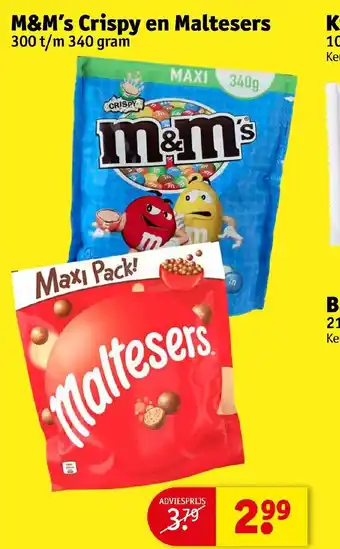 Kruidvat M&M's Crispy en Maltesers aanbieding