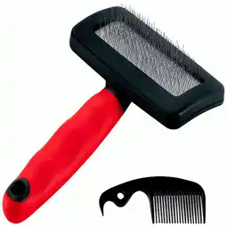 Pets Place Ferplast Slicker Borstel - Kam & Borstel - Rood&Zwart Medium aanbieding