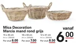 Sligro Mica Decoration Marcia mand rond grijs aanbieding