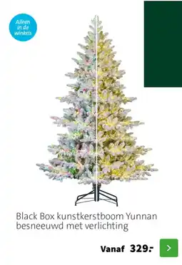 Intratuin Black box kunstkerstboom yunnan besneeuwd met verlichting aanbieding
