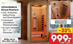 Netto Marken-Discount DE ARTSAUNA Infrarotkabine Kiruna Premium aanbieding