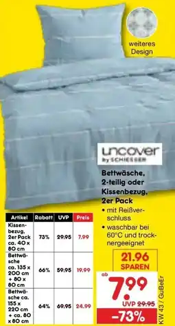 Netto Marken-Discount DE Uncover by schiessler bettwäsche,2-teilig oder kissenbezug, 2er pack aanbieding