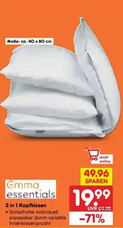 Netto Marken-Discount DE Emma essentials 3 in 1 Kopfkissen aanbieding