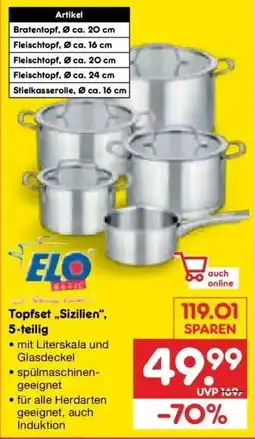 Netto Marken-Discount DE Elo Topfset Sizilien 5-teilig aanbieding