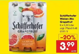 Netto Marken-Discount DE Schöfferhofer Weizen-Mix Grapefruit aanbieding