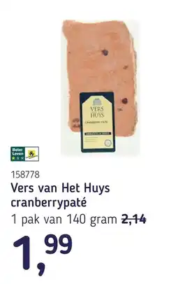 Van Hoeckel Vers van Het Huys cranberrypaté aanbieding