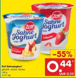 Netto Marken-Discount DE Zott Sahnejoghurt aanbieding