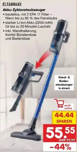 Netto Marken-Discount DE cleanmaxx Akku-Zyklonstaubsauger aanbieding