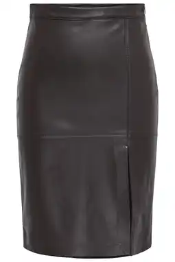 Wehkamp ONLY imitatieleren midi rok met split - donkerbruin aanbieding