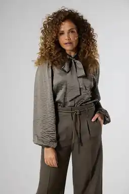 Wehkamp LabeL DOT rechtvallende blouse taupe aanbieding