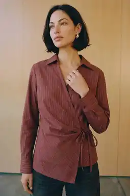 Wehkamp VERO MODA blouse met krijtstreep - roodbruin aanbieding