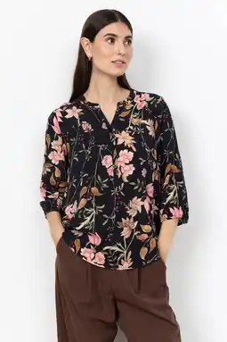 Wehkamp Soyaconcept viscose gebloemde blouse - zwart aanbieding